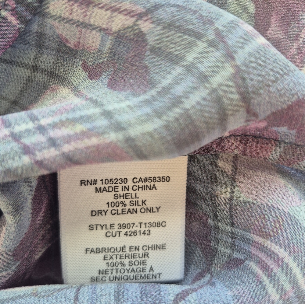 Joie Silk Blouse Brigid Clear Skies Semi Sheer Long Sleeve Size S - Picture 8 of 11